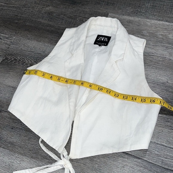 Zara White Sleeveless Tie-Front Crop Top vest - S - Picture 7 of 8
